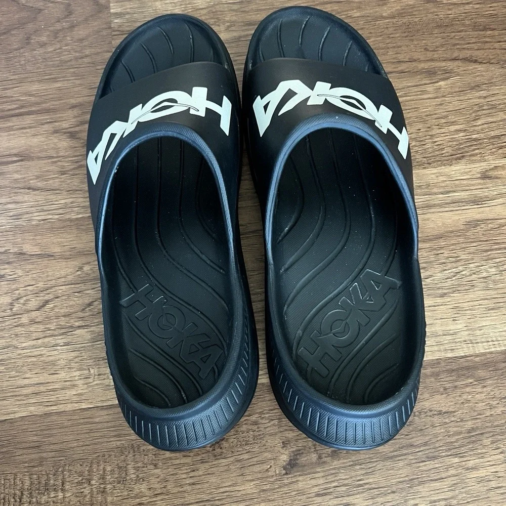 HOKA Ora Athletic Slide Black/White Men Size 11 Orthopedic Recovery Sandal